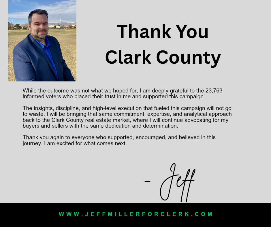 Jeff Miller, former candidate for Clark County Clerk 2026 - Clark County Real Estate